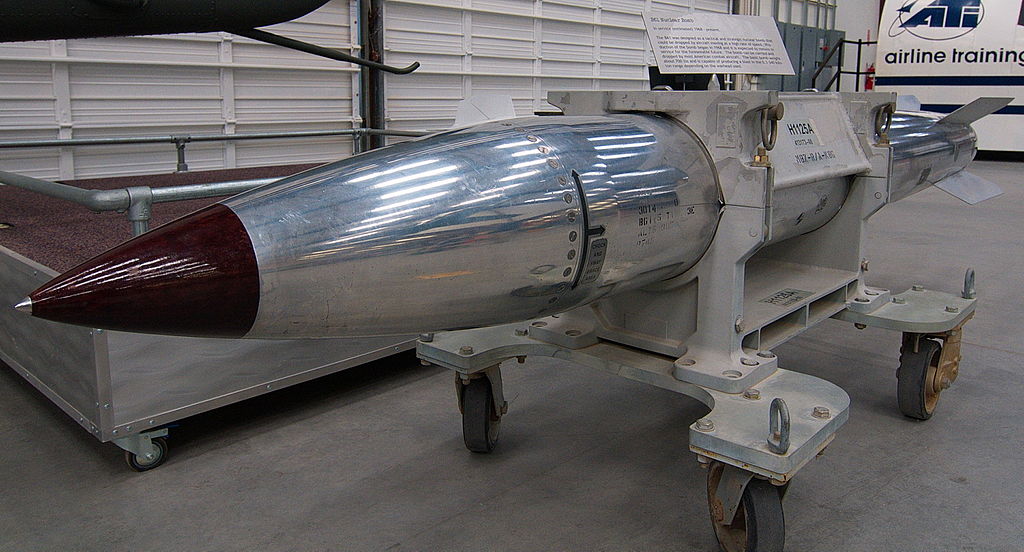 Nucleae warhead displated in museum exhibit