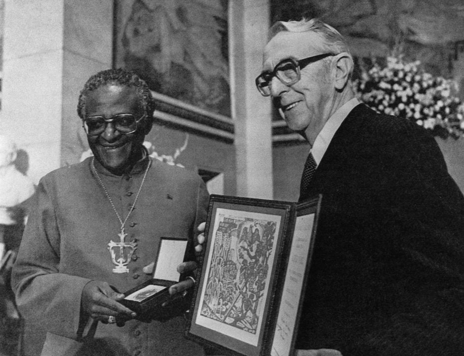 Desmond Tutu receiving the 1984 Nobel Peace Prize